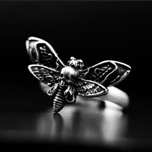 Adjustable Death's head moth ring, bug ring gothic dark jewelry